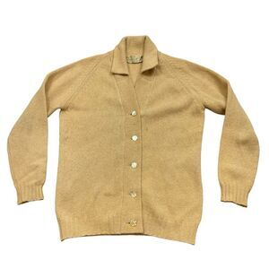 Vintage Peter‎ Scott Shetland Wool Ladies Cardigan Light Yellow Size Medium